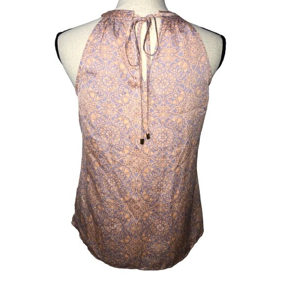 Y2K Top Size XS Halter Purple Orange Print Silky Neck Tie Sleeveless Limited - Picture 2 of 7